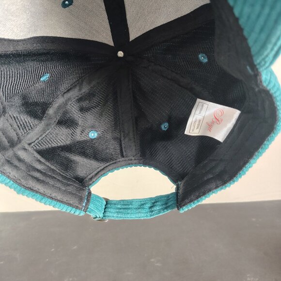 Boyee Corduroy Naughty Hat Cap Snap Back Turquoise Smiley Face - Picture 7 of 9